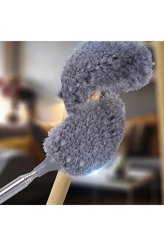140 Cm Teleskopik Uzatılabilir Mikrofiber Yumuşak Başlıklı Gri Toz Alma Fırçası Toz Püskülü Lisinya