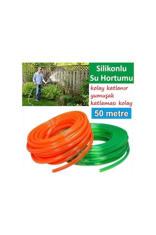 Silikonlu Bahçe Hortumu-50 Metre-kırılmaz-kolay Katlanır-dayanıklı-tüm Musluklara Uyumlu-yumuşak