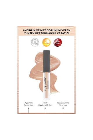 Alix Avien Aydınlık Görünüm Sağlayan Yoğun Likit Göz Altı Kapatıcısı Liquid Concealer 105 Cool Rose