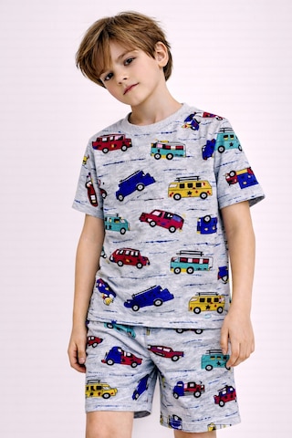 Beka Kids Erkek Çocuk Kısa Kollu Bisiklet Yaka Desenli Pijama Takımı Alt-üst Takım Gri