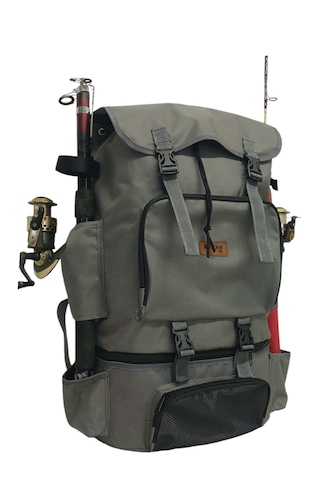 Termal Alt Bölmeli Gri Olta Sabıtlemeli Kamp Ve Balıkçı Çantası Gri