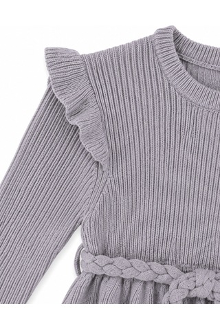 Babyhola %100 Organik Triko Kız Bebek Çocuk Kemerli Elbise 32125 Mor
