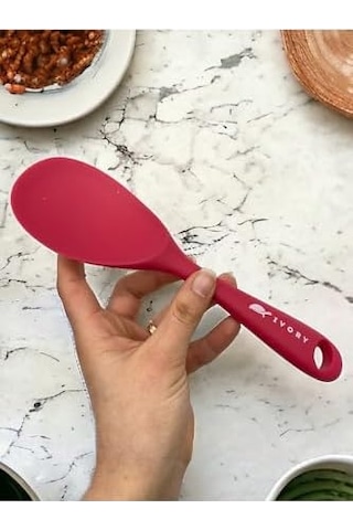 Sert Uçlu Isıya Dayanıklı Silikon Kepçe Kaşık Seti, 4 Parça, Fuşya