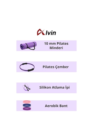10mm Pilates Minderi, Pilates Çemberi Güç Ve Denge İçin Pilates Seti, Aerobik Bant, Atlama İpi Genel