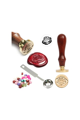 Profisher Mektup Damga Mühürü Blooming Rose + 30 Mühür Mumu + Eritme Kaşığı Diğer
