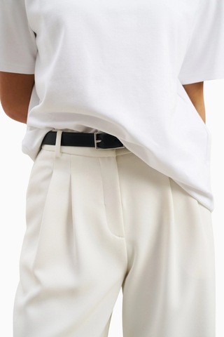 Because Of Alice Effortless Pleated Wide Leg Trousers Yüksek Bel Geniş Paça Kadın Pantolon Beyaz