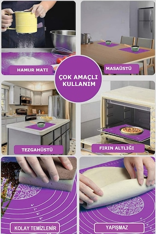 Hamur Açma Matı Silikon Mutfak Hamur Yoğurma Matı Pasta Fırın Al