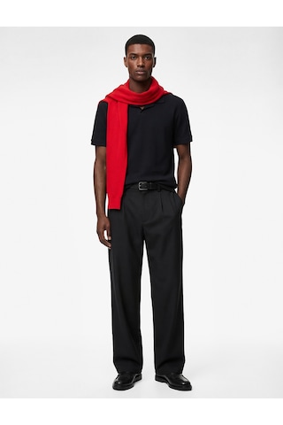 Koton Regular Fit Kısa Kollu Pamuklu Fitilli Polo Yaka Tişört Siyah 6sam10069mk