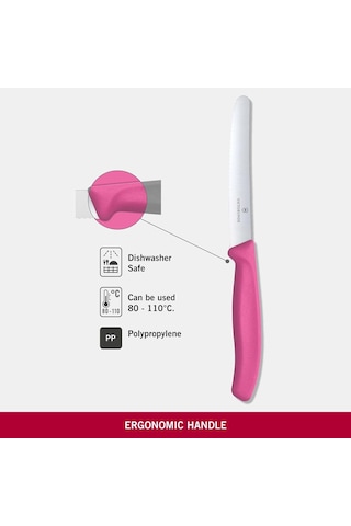 Victorinox Vt 6.7836.l115 Swiss Classic Pembe Tırtıklı Domates Sosis Bıçağı 11 Cm, Pembe Genel