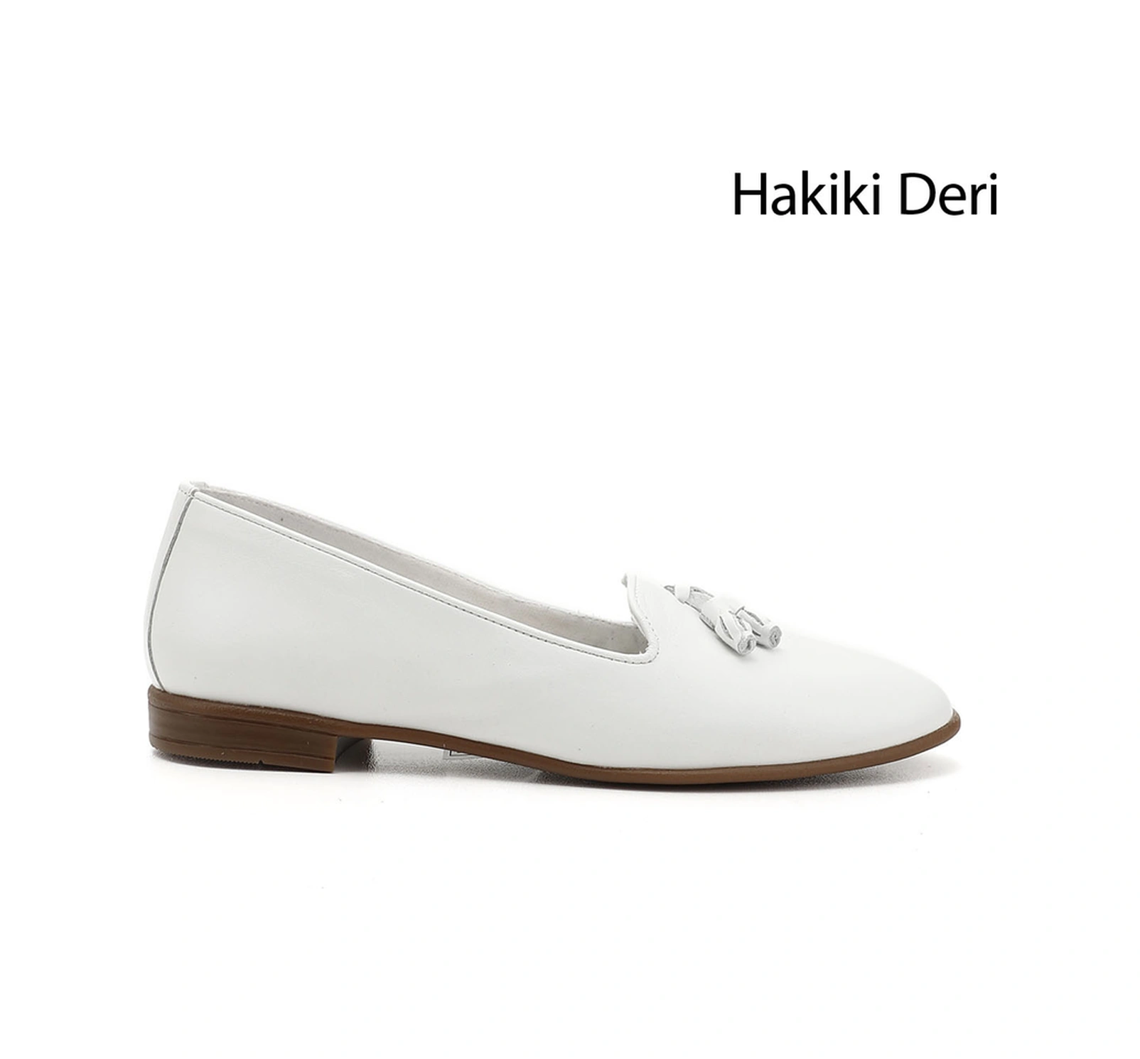 Gönderi R Kadın Beyaz Hakiki Deri Püsküllü Babet Gdza13424160 Beyaz