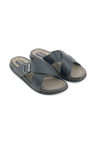 Gezer Erkek Yazlık Suni Deri Tek Toka Ayarlanabilir Rahat Taban Günlük Terlik Siyah