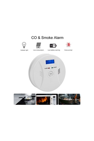 Ev Güvenliği İçin Kombinasyon Karbon Monoksit Duman Alarmı Gaz Sensörü Co Ve Duman Dedektörü