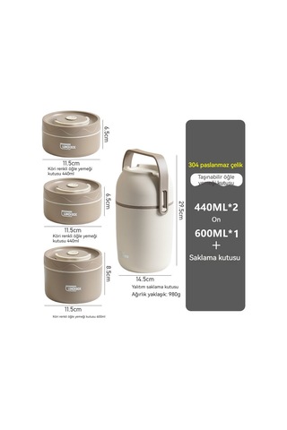 Jian Fan 304 Paslanmazçelik Yalıtımlıdğle Yemeği Kutusu 4 Katmanlıtaşın İse Öğle Yemeğikutusu Yuvarlakçok Katmanlıofisi Kapaklı Hürlübento Kutusu Beyaz