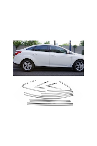 Ford Focus 3 Sedan Krom Cam Çerçevesi 2011-2017 16 Parça
