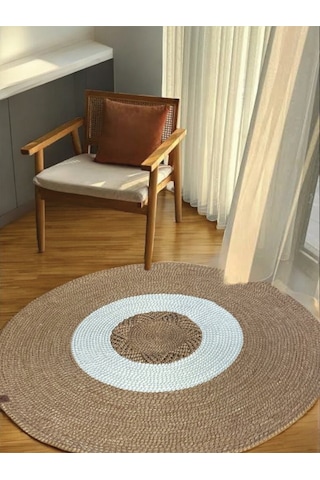 Yuvarlak Leke Tutmaz Kilim 100 Cm Kahverengi