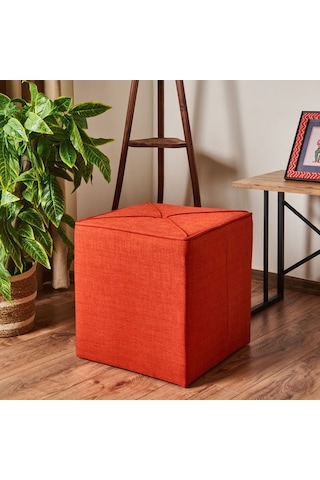 Just Home Kare Puf - Kiremit - 43x40x40 Cm Kiremit