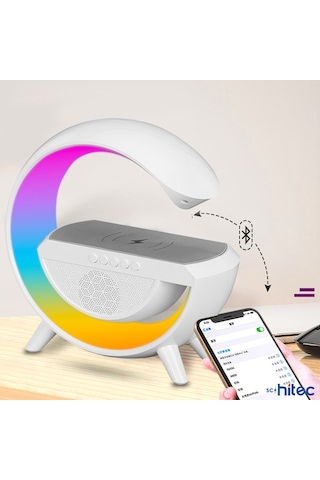 Schitec Bluetooth Hoparlörlü Kablosuz Şarj Özellikli Gece Lambası