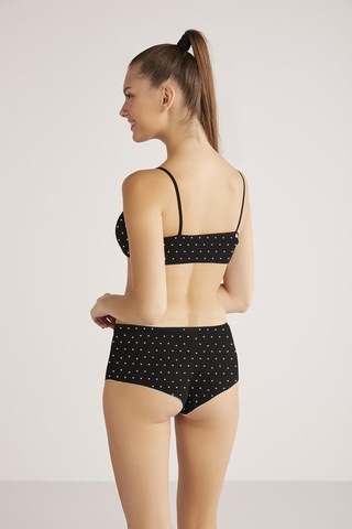 Kom Polka Puantiyeli Kadın Şort Siyah 001