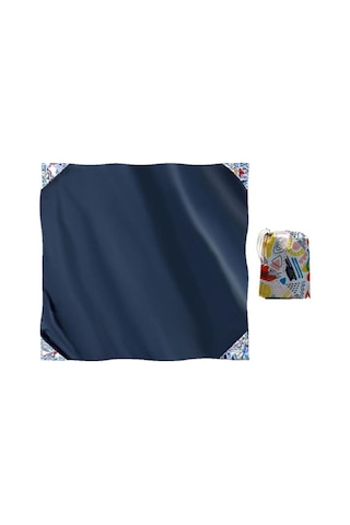 Ağırlık Cepli Piknik Örtüsü 150x150 Cm Su Geçirmez+çantalı Lacivert