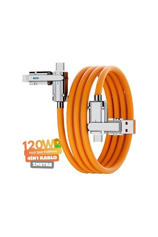 A6020 Usb To Type C Lightning 4 İn 1 Hızlı Şarj Data Kablosu Çevirici Dönüştürücü Adaptör 120w - 2m Diğer