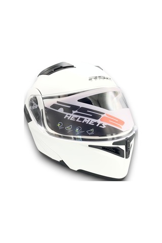 Motosiklet Rs2 Kask Çene Açılır Güneş Vizörlü Mat-white Mat Beyaz