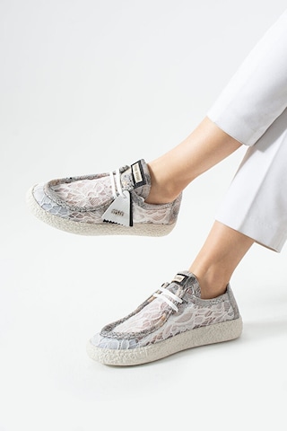 Dericia Shoes Rush Hakiki Deri Rahat Dantel Detaylı Tüllü Kadın Sneaker Beyaz