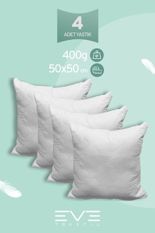 Eve Tekstil 4 Adet Diamant Plus Kare Kırlent Yıkanabilir Antialerjik Silikon Elyaf Yastık 40x40cm 400 Gr