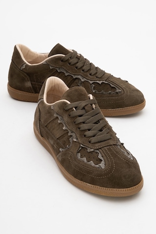 Luvishoes Luvi Shoes Shiva Haki Hakiki Deri Kadın Günlük Spor Ayakkabı Haki