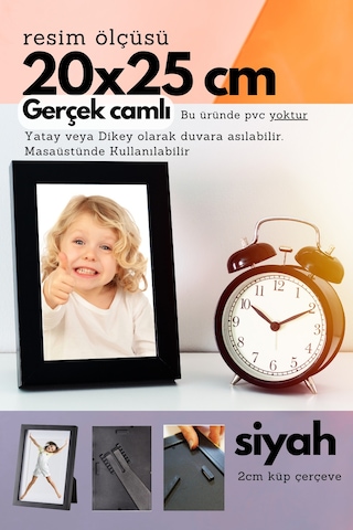 20mm Çerçeve Camlı 20x25 Cm Fotoğraf Resim Çerçevesi Ayaklı Veya Duvara Asma Yatay-dikey 67261304