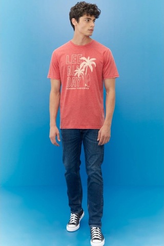 Lee Lightweight Graphic Erkek Kırmızı Bisiklet Yaka Tişört L221059600 Kırmızı