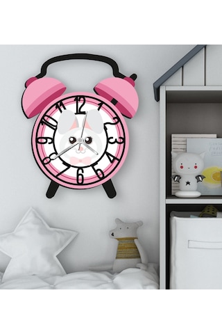 Bk Gift Kişiye Özel Hayvan Figürlü Retro Çalar Saat Tasarımlı Kabartma Figürlü Ahşap Çocuk Duvar Saati-11, Ev Dekoru, Çocuk Odası Aksesuar Bitmeyencom Çok Renkli