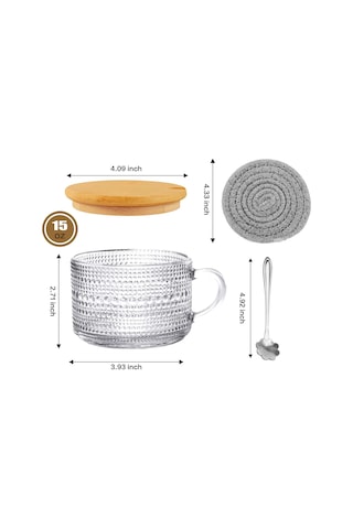 Vintage Kahve Cam Kupa Seti 2'li, Cam Kahve Çay Fincanları A Şeffaf