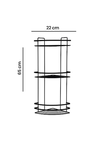 Suntel 3 Katlı Lamalı Duş Rafı Siyah