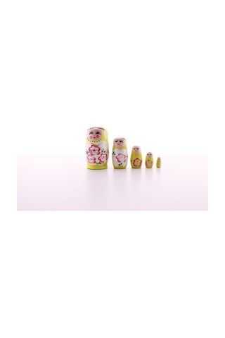 Ahşap Tombul Iç Içe Matruşka Bebek Sarı Set 5Li Büyük Boy (526847580)