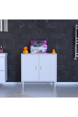 Modilayn Söke Küçük Alanlar İçin Akıllı Çözümler 70x75x32,5 Cm Lik 2 Kapaklı 2 Göz Raf Dolap Beyaz