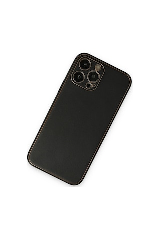 Newface - 527 - Apple iPhone Uyumlu 14 Pro Kılıf Coco Deri Silikon Kapak - Kmrsfres - - Siyah