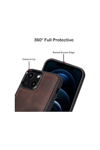 Bouletta Apple İphone 13 Uyumlu Deri Arka Kapak Tn3 Kahve