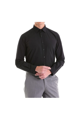 Bawcompany Slimfit Dar Kesim Düz Takım Elbise Gömleği Siyah