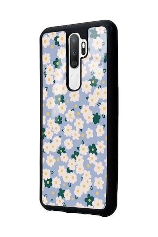 Oppo A5 2020 Daisy Pattern Tasarımlı Glossy Telefon Kılıfı Siyah