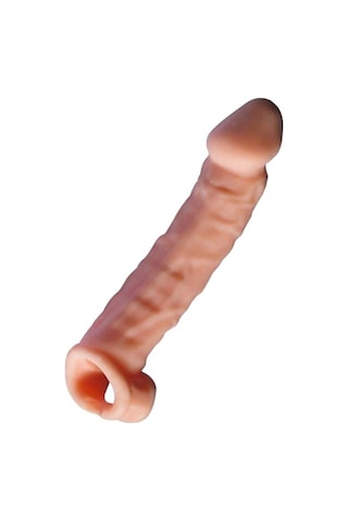 Erofoni Ucu 8 Cm Dolgulu Süper Realistik 20 CM Uzatmalı Penis Kılıfı
