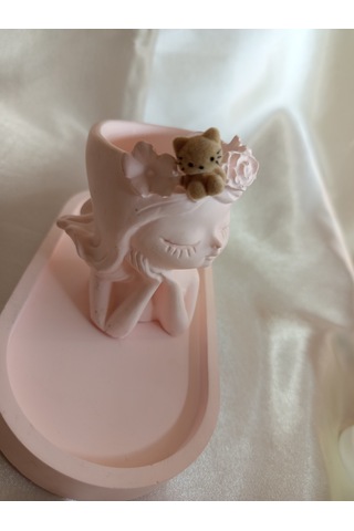 Açık Kahverengi Peluş Kedili Küpe