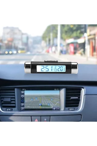 Geeroyoo Araba İçin Dijital Saat Ve Termometre - Lcd Ekran, Arka Işık, Klip Ve Çift Taraflı Yapıştırıcı Pil Yok
