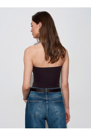 Dilvin 21103 Straplez Top-koyu Kahve