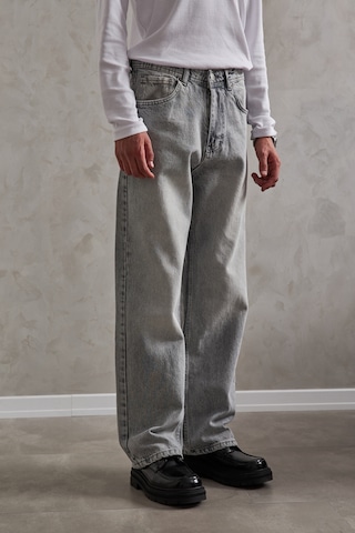 Erkek Ekstra Baggy Jean Pantolon Gri Melanj