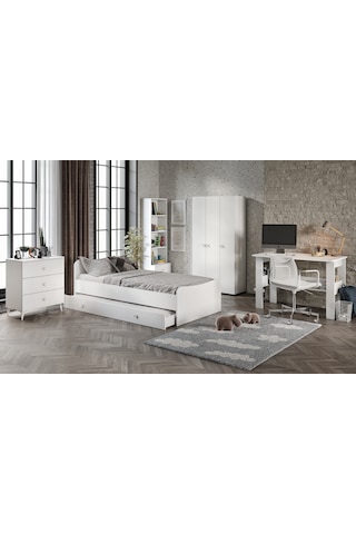 Selen Çocuk Odası Takımı Beyaz - 5 Parçalı Tamamı 1. Kalite Mdf Beyaz