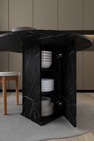 Modern Dolaplı 4 Kişilik Mutfak Yemek Masası %100 Mdf Mutfak Yemek Odası Masası Ym04 Royal Mermer