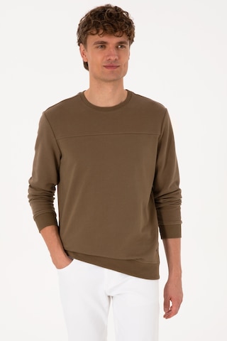 U.S. Polo Assn. Erkek Bisiklet Yaka Regular Fit Haki İnce Sweatshirt 50315455-VR027