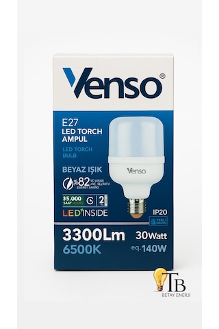 Venso E27 Led Torch Ampul 30w 3300lm 6500k Beyaz Işık 1