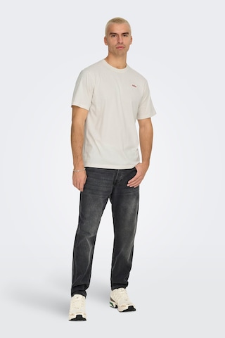 Only & Sons Erkek Onsdawson Regular Fit Kısa Kollu %100 Pamuk T-shirt 22033190 Ekru Ekru