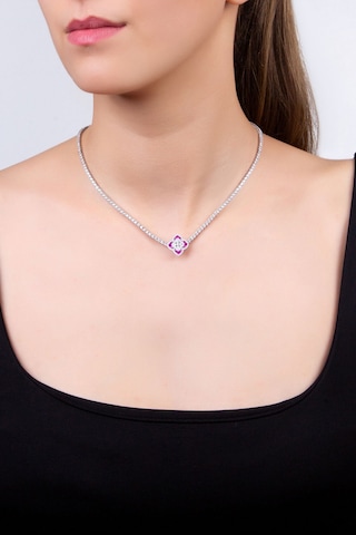 Pembe Yonca 18 Ayar Beyaz Altın Kaplama Gümüş Charm